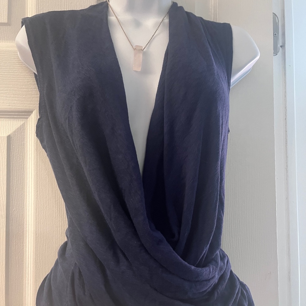 Michael Stars Navy Blue Drape Blouse